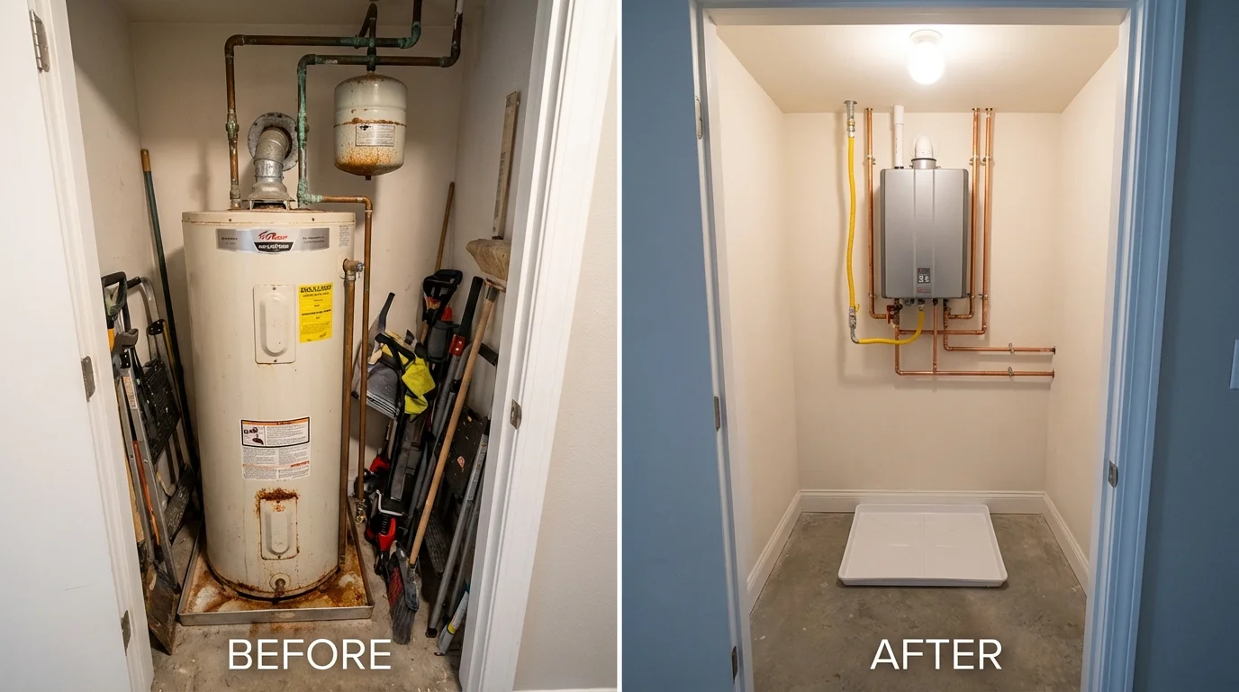 Tank water heater versus wall-mounted tankless unit comparison for Warren, PA homeowners